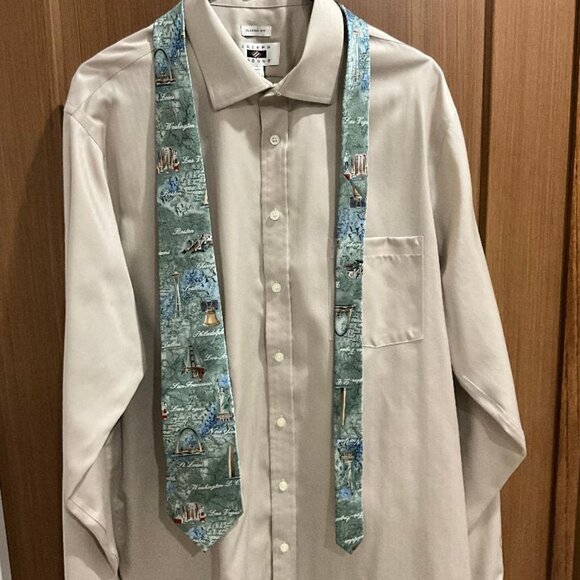 Perfect Tie for travel-fan guy with cities & landmarks design NWT 100% silk tie - Picture 2 of 8